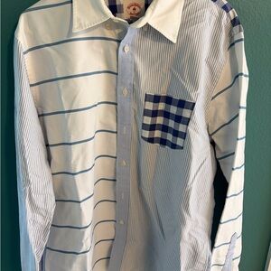 Brooks Brothers XL Blue and White Patterned Shirt Colored Block Vintage